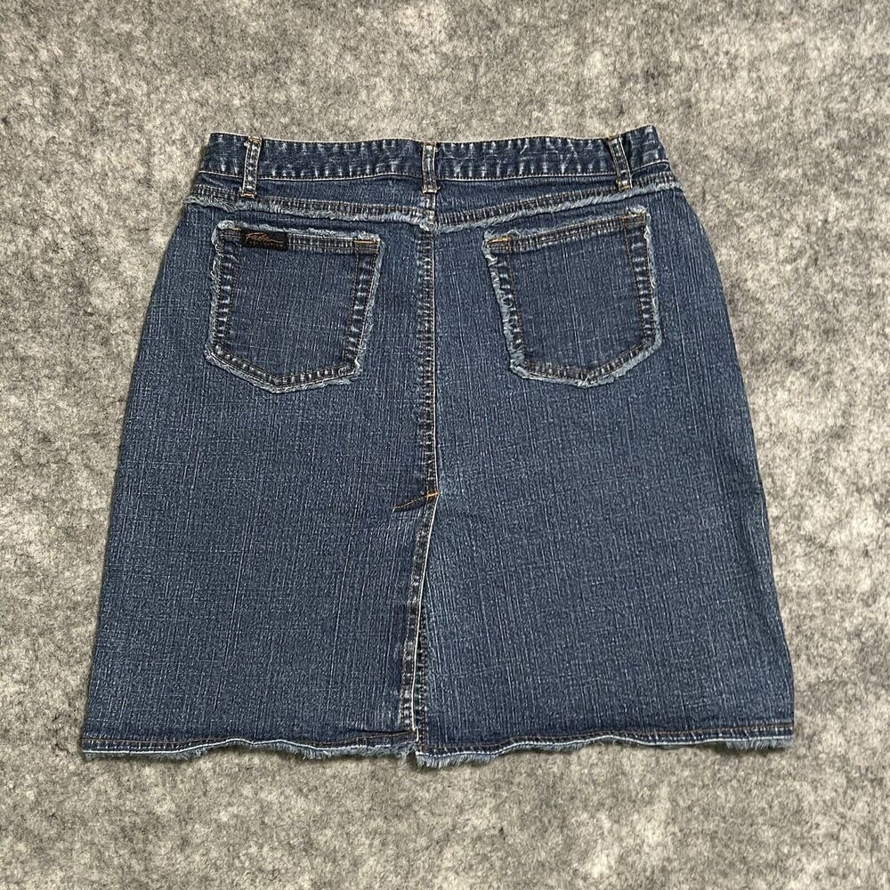 VINTAGE FUBU Denim Skirt Womens 5/6 Blue Frayed Rodeo Coastal Cowgirl Line Dance